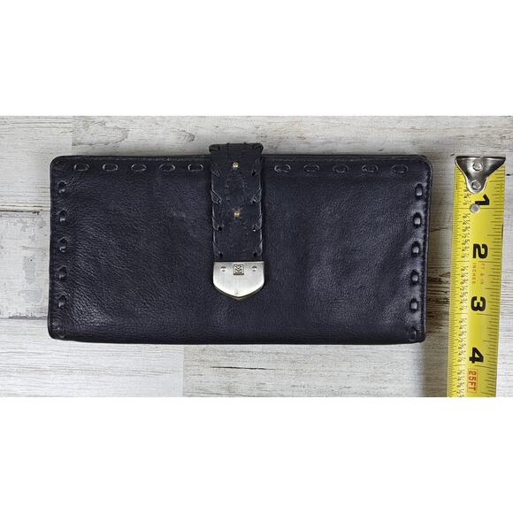 MICHAEL KORS Medium Bifold Flap Black Leather Wallet Palm Beach Continental - Picture 12 of 13